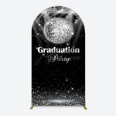 Aperturee - Aperturee Sparkle Black Silver Ball Graduation Arch Backdrop